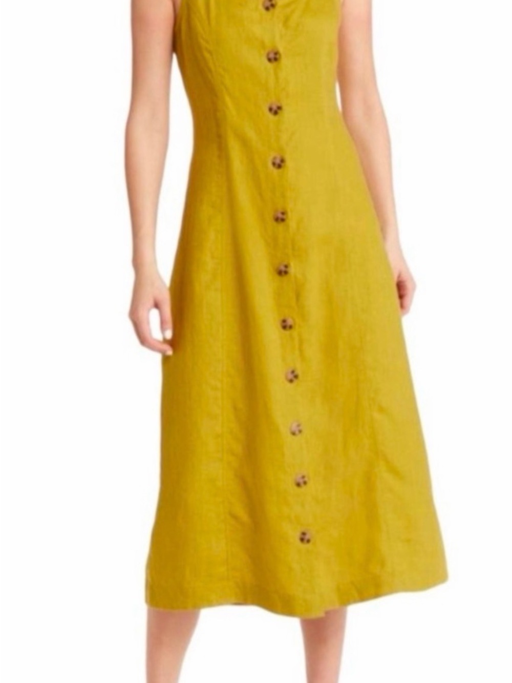 Madewell Linen Button-Front Midi Dress